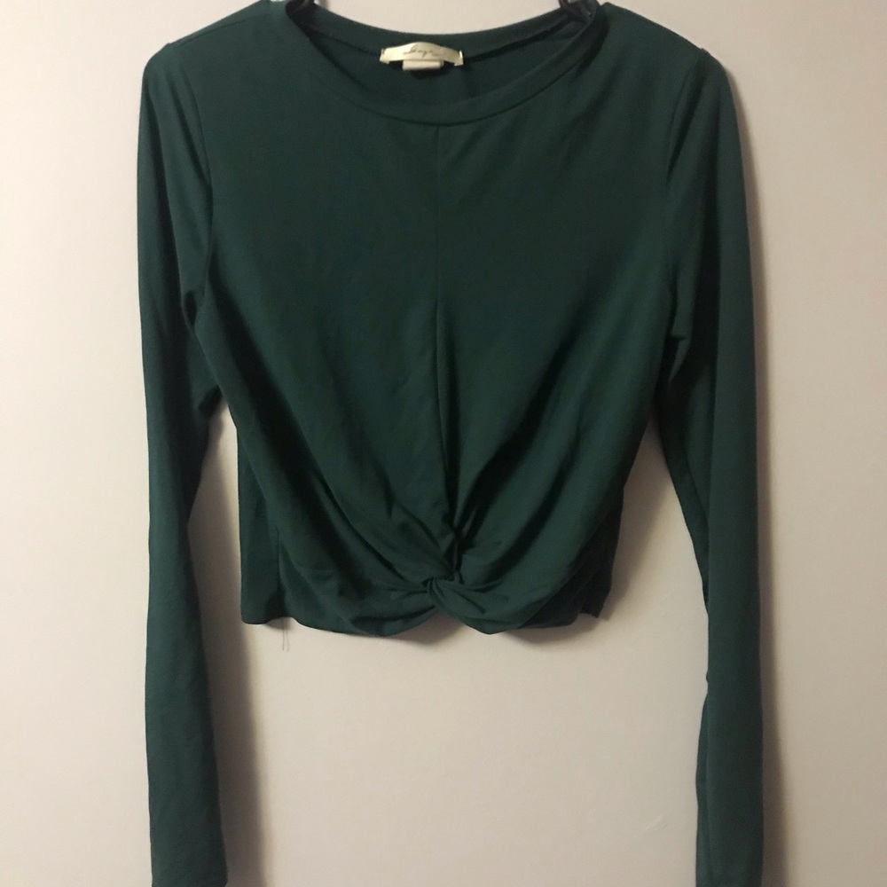 Emerald Green Crop Top Long Sleeve